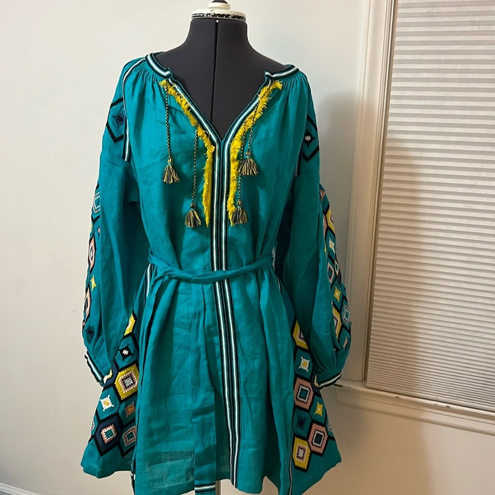 Sleeping Gypsy embroidered linen dress